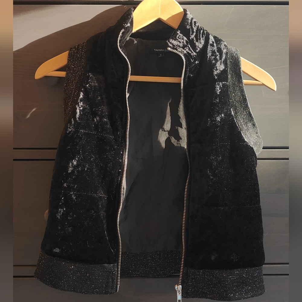 Takara Black Velvet Vest with Silver Highlights